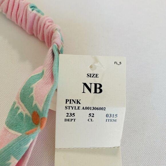 NWT Grayson Mini Baby Girl Romper Headband Newborn NB Pink Tropical Ruffle Boho - Picture 5 of 5
